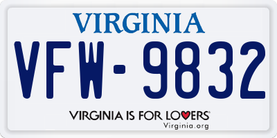 VA license plate VFW9832
