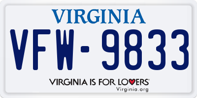 VA license plate VFW9833