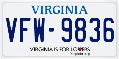 VA license plate VFW9836