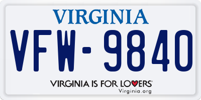 VA license plate VFW9840