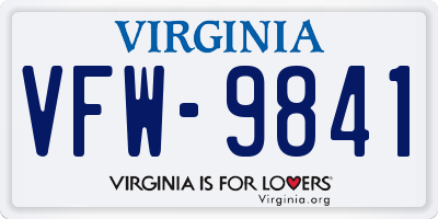 VA license plate VFW9841