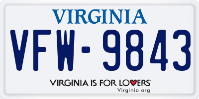 VA license plate VFW9843