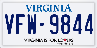 VA license plate VFW9844