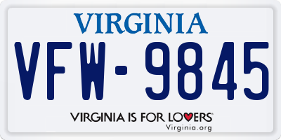 VA license plate VFW9845