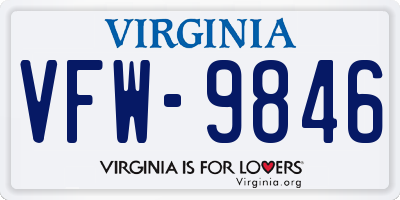 VA license plate VFW9846