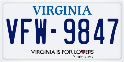 VA license plate VFW9847