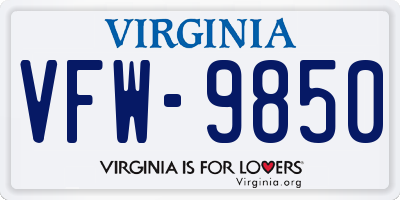 VA license plate VFW9850