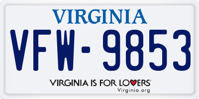 VA license plate VFW9853