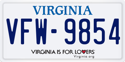 VA license plate VFW9854