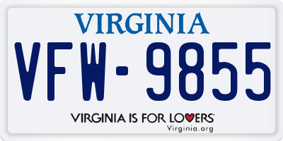 VA license plate VFW9855