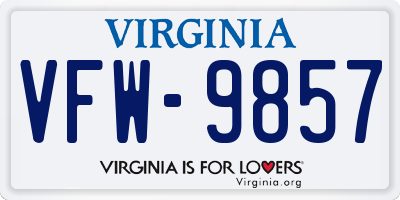 VA license plate VFW9857