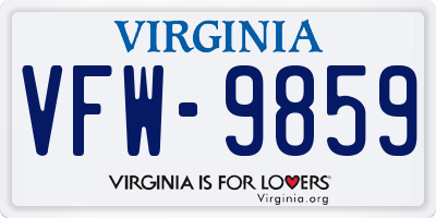 VA license plate VFW9859