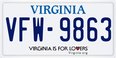 VA license plate VFW9863