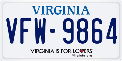 VA license plate VFW9864