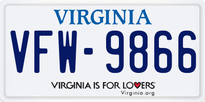 VA license plate VFW9866