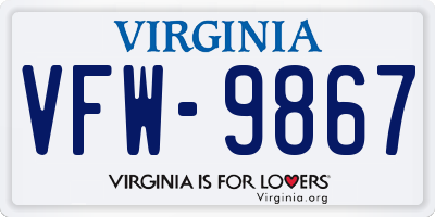 VA license plate VFW9867