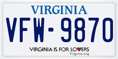 VA license plate VFW9870