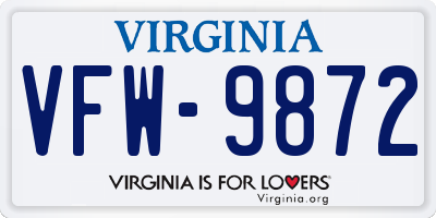 VA license plate VFW9872