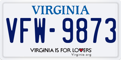 VA license plate VFW9873