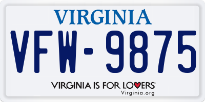 VA license plate VFW9875