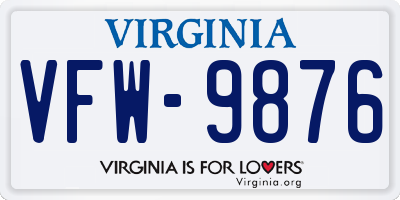 VA license plate VFW9876