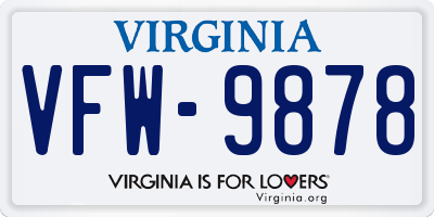 VA license plate VFW9878