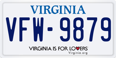 VA license plate VFW9879