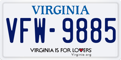 VA license plate VFW9885