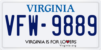 VA license plate VFW9889
