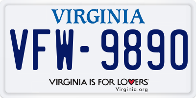 VA license plate VFW9890