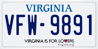 VA license plate VFW9891