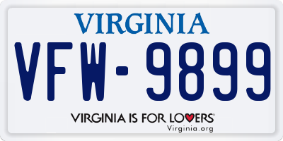 VA license plate VFW9899