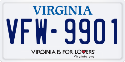 VA license plate VFW9901