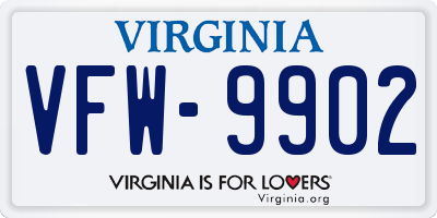 VA license plate VFW9902