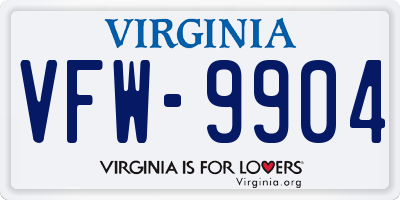 VA license plate VFW9904