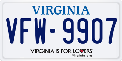 VA license plate VFW9907