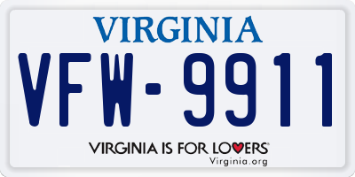 VA license plate VFW9911