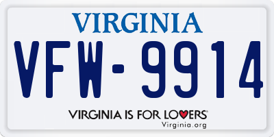 VA license plate VFW9914