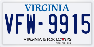 VA license plate VFW9915