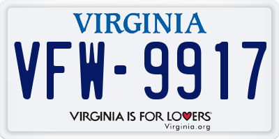 VA license plate VFW9917