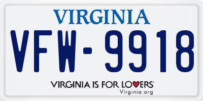 VA license plate VFW9918