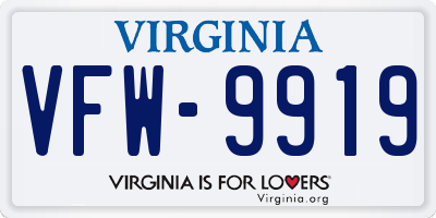 VA license plate VFW9919