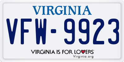 VA license plate VFW9923