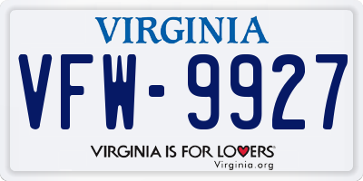 VA license plate VFW9927