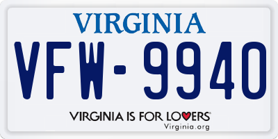 VA license plate VFW9940