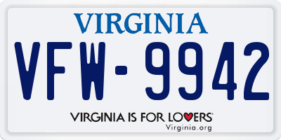 VA license plate VFW9942