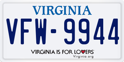 VA license plate VFW9944