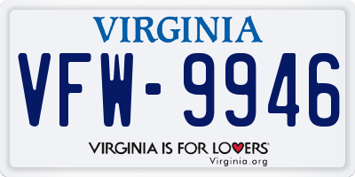 VA license plate VFW9946