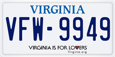VA license plate VFW9949