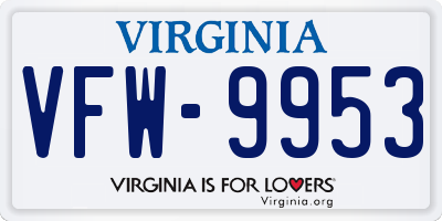 VA license plate VFW9953